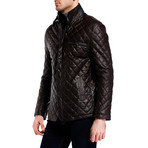 Quilted Snap Button Jacket // Brown (XS)