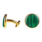 Round Cufflink // Gold + Malachite