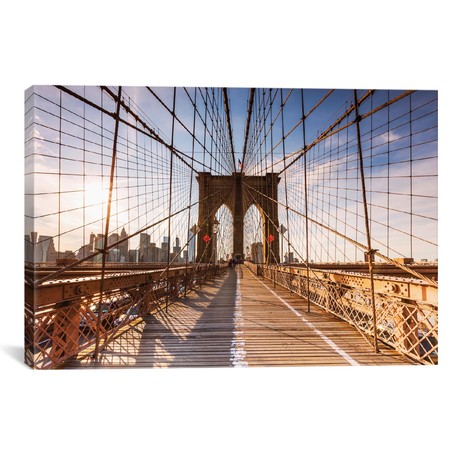 Brooklyn Bridge At Sunset, New York City (18"W x 26"H x 0.75"D)