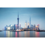 Skyline At Dusk, Lujiazui, Pudong, Shanghai, People's Republic Of China // Matteo Colombo (40"W x 26"H x 1.5"D)