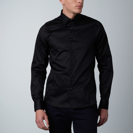 Contrast Cuff Dress Shirt // Black (XS)
