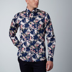 Victorian Floral Dress Shirt // Navy (M)