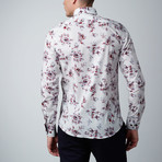 Abstract Rose Dress Shirt // White + Red (L)