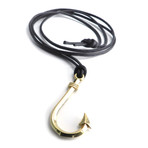 AMiGAZ // Fish Hook Gold Necklace // Gold + Black