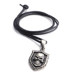 AMiGAZ // Skull Shield Pendant Necklace // Silver + Black