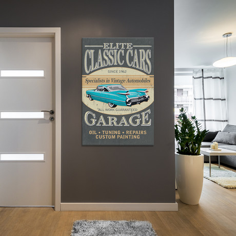 Elite Classic Cars Garage by Lantern Press (18"W x 26"H x .75"D)