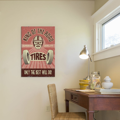 King Of The Road Tires by Lantern Press (18"W x 26"H x .75"D)