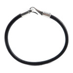 Leather Bracelet // Black + Silver (Small)