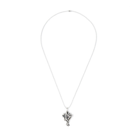 Dragon Cross Pendant // Beaded Ball Chain Necklace