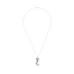 Polished Sea Horse Pendant // Beaded Ball Chain Necklace