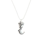 Polished Sea Horse Pendant // Beaded Ball Chain Necklace