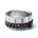 Stainless Steel Cuban Link + Roman Ring (Size: 9)
