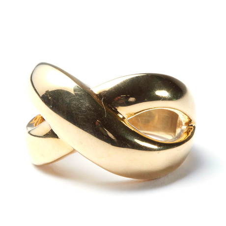 Gold Stainless Steel X Ring (Size: 8)