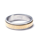 2-Tone Gold Stainless Steel Greek Ring (Size: 9)