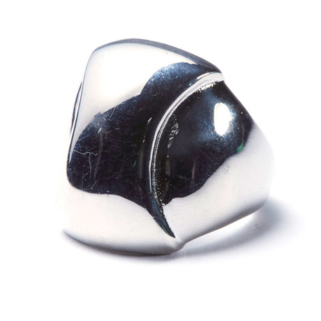 Stainless Steel Polished Dome Ring (Size: 9)