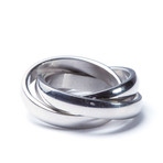 Stainless Steel 3-Interlocked Ring (Size: 6)
