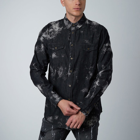 Splatter Button-Up Shirt // Black (S)