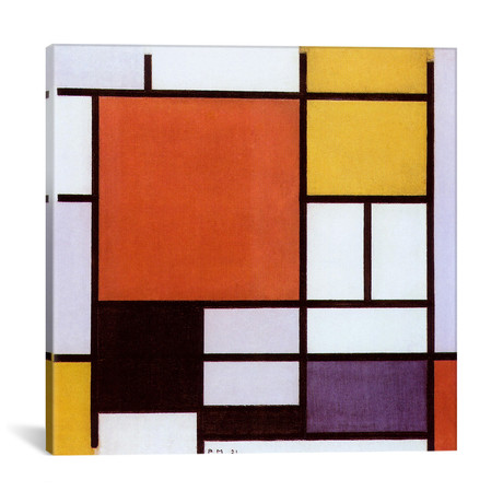 Composition with Large Red Plane, Yellow, Black, Gray & Blue // Piet Mondrian // 1921  (18"W x 18"H x 1.5"D)