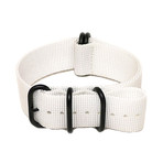 DaLuca Ballistic Nylon NATO Watch Strap // White + PVD Buckle (18mm)