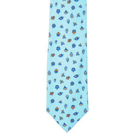 Silk Tie // Light Blue Floral Pattern