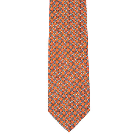 Silk Tie // Orange Floral Diamond