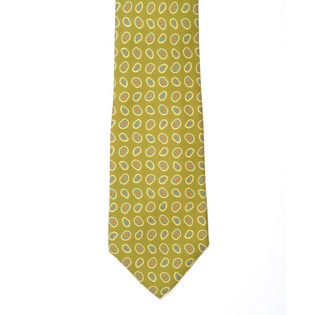 E. Marinelli // Geometric Paisley Tie// Green