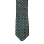 Silk Tie // Dark Green + Blue Print