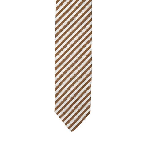 Silk Tie // Brown + White Stripe