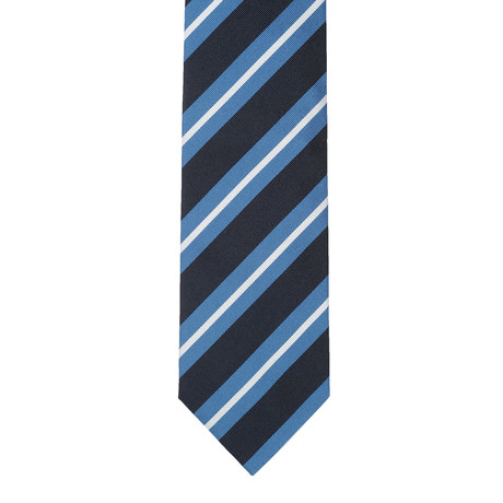 Silk Tie // Blue + Black Multi Stripe