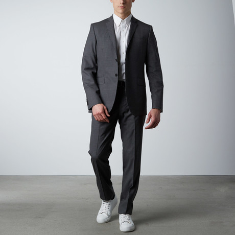 Pierre Balmain // Two Piece Suit // Medium Grey + White Stripe (Euro: 46)