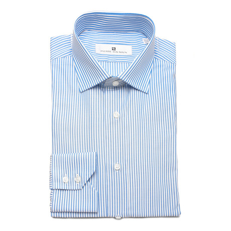 Pierre Balmain Dress Shirt // White + Light Blue Stripes (US: 15.5R)