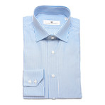 Pierre Balmain Dress Shirt // White + Light Blue Stripes (US: 18R)