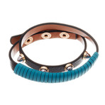 Stud Leather Bracelet // Black + Aqua
