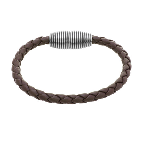 Christopher Line Clasp Leather Bracelet // Brown