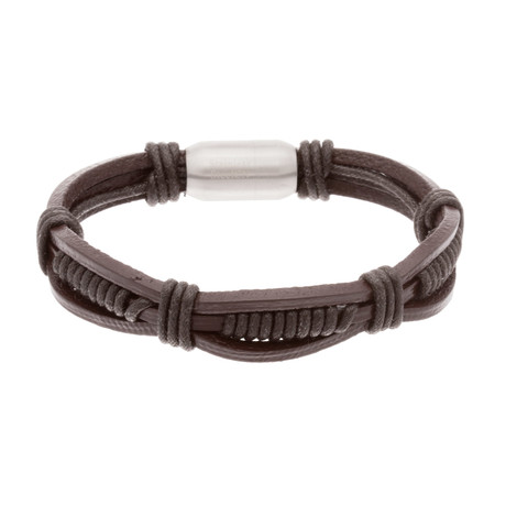 Vincent Leather + Cord Bracelet // Brown