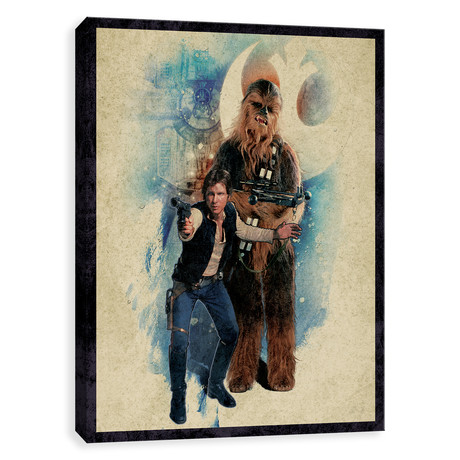 Galactic Watercolor // Han Solo + Chewbacca (16"W x 20"H x 1.25"D)