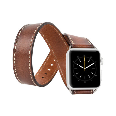 Double Tour Genuine Leather Band // Apple Watch 38mm (Antique Coffee)