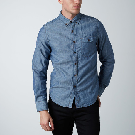 Double Faced Casual Long-Sleeve Button-Up // Chambray (S)