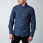 Double Faced Casual Long-Sleeve Button-Up // Indigo Stripe (M)