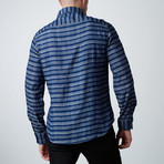 Double Faced Casual Long-Sleeve Button-Up // Indigo Stripe (L)