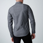 Cherry Print Pinstripe Long-Sleeve Shirt // Charcoal (XL)