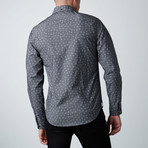 Cherry Print Pinstripe Long-Sleeve Shirt // Charcoal (S)