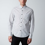 Cherry Print Pinstripe Long-Sleeve Shirt // White (M)