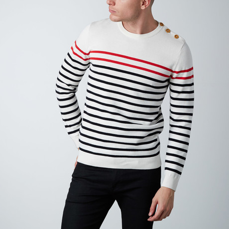 Breton Stripe Sweater // Navy + Red + White Stripe (S)