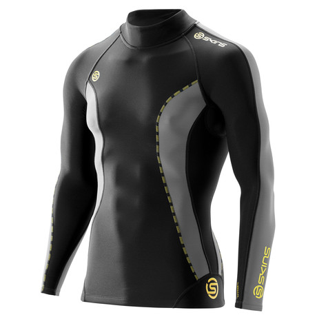 DNAmic Thermal Compression Mock Neck Pullover // Black + Pewter (XS)