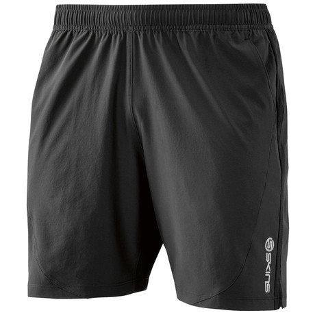 Plus Format 7" Run Shorts // Black + Silver (Small)