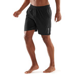 Plus Format 7" Run Shorts // Black + Silver (Small)