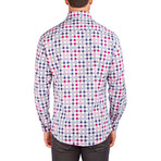 Long-Sleeve Button-Down Check Shirt // Navy + Red (XS)