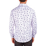 Long-Sleeve Button-Up Paisley Floral Shirt // White (S)