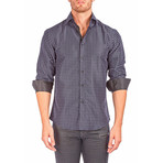 Long-Sleeve Button-Up Micro-Diamond Shirt // Black (XL)
